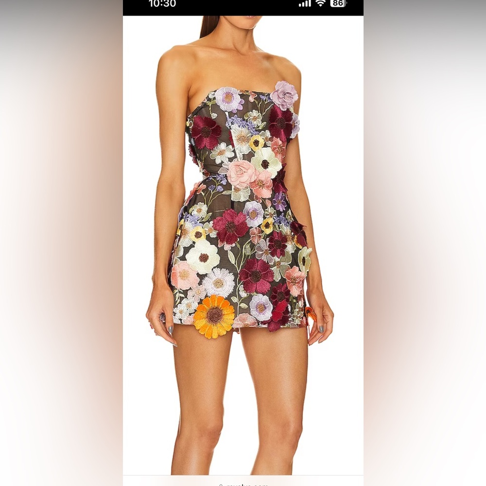 Bronx and Banco Floral Strapless Mini Dress - Multi Floral on Dark Olive